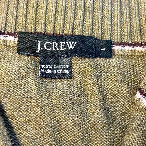J.Crew Cotton Quarter Zip Pullover Mens L Sage Green Mock Neck Sweater - Picture 5 of 11
